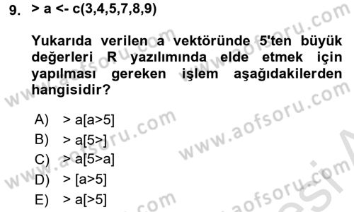 Veri Madenciliği Dersi 2024 - 2025 Yılı (Vize) Ara Sınav Soruları 9. Soru
