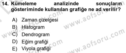 Veri Madenciliği Dersi 2024 - 2025 Yılı (Final) Dönem Sonu Sınav Soruları 14. Soru