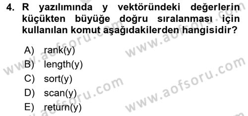 Veri Madenciliği Dersi 2024 - 2025 Yılı (Final) Dönem Sonu Sınav Soruları 4. Soru