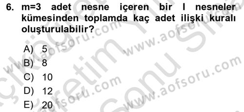 Veri Madenciliği Dersi 2024 - 2025 Yılı (Final) Dönem Sonu Sınav Soruları 6. Soru