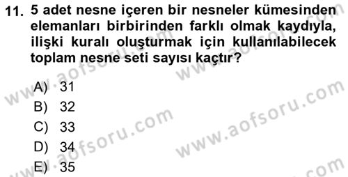 Veri Madenciliği Dersi 2024 - 2025 Yılı Yaz Okulu Sınav Soruları 11. Soru