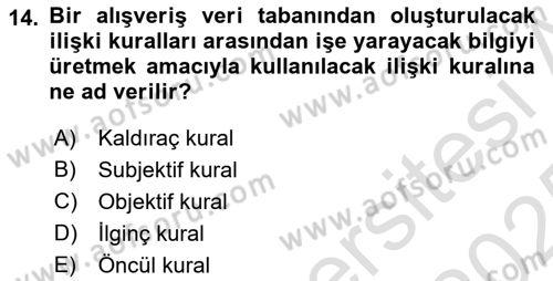 Veri Madenciliği Dersi 2024 - 2025 Yılı Yaz Okulu Sınav Soruları 14. Soru