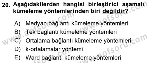 Veri Madenciliği Dersi 2024 - 2025 Yılı Yaz Okulu Sınav Soruları 20. Soru
