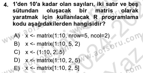 Veri Madenciliği Dersi 2024 - 2025 Yılı Yaz Okulu Sınav Soruları 4. Soru