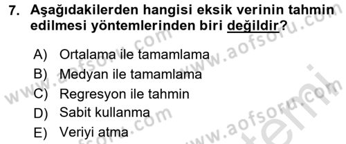 Veri Madenciliği Dersi 2024 - 2025 Yılı Yaz Okulu Sınav Soruları 7. Soru