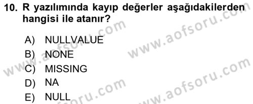 Veri Madenciliği Dersi 2025 - 2026 Yılı (Vize) Ara Sınav Soruları 10. Soru