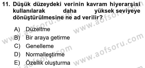 Veri Madenciliği Dersi 2025 - 2026 Yılı (Vize) Ara Sınav Soruları 11. Soru
