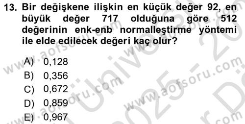 Veri Madenciliği Dersi 2025 - 2026 Yılı (Vize) Ara Sınav Soruları 13. Soru