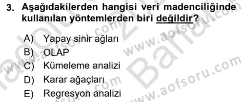 Veri Madenciliği Dersi 2025 - 2026 Yılı (Vize) Ara Sınav Soruları 3. Soru