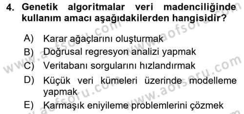 Veri Madenciliği Dersi 2025 - 2026 Yılı (Vize) Ara Sınav Soruları 4. Soru