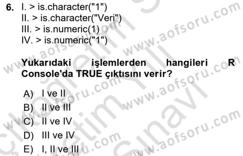 Veri Madenciliği Dersi 2025 - 2026 Yılı (Vize) Ara Sınav Soruları 6. Soru