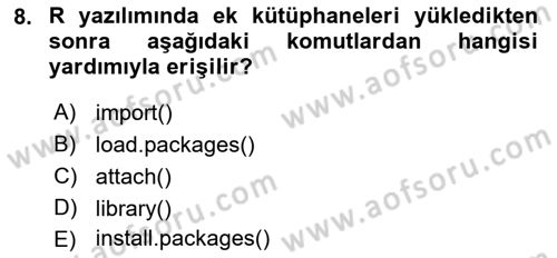 Veri Madenciliği Dersi 2025 - 2026 Yılı (Vize) Ara Sınav Soruları 8. Soru