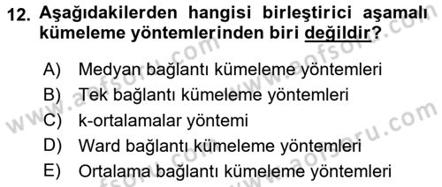 Veri Madenciliği Dersi 2025 - 2026 Yılı (Final) Dönem Sonu Sınav Soruları 12. Soru