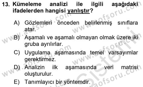 Veri Madenciliği Dersi 2025 - 2026 Yılı (Final) Dönem Sonu Sınav Soruları 13. Soru
