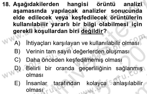 Veri Madenciliği Dersi 2025 - 2026 Yılı (Final) Dönem Sonu Sınav Soruları 18. Soru