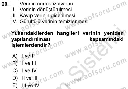 Veri Madenciliği Dersi 2025 - 2026 Yılı (Final) Dönem Sonu Sınav Soruları 20. Soru