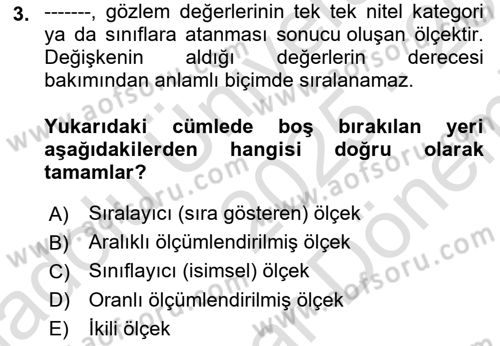 Veri Madenciliği Dersi 2025 - 2026 Yılı (Final) Dönem Sonu Sınav Soruları 3. Soru