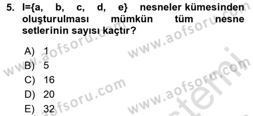 Veri Madenciliği Dersi 2025 - 2026 Yılı (Final) Dönem Sonu Sınav Soruları 5. Soru
