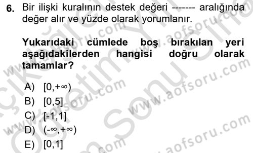 Veri Madenciliği Dersi 2025 - 2026 Yılı (Final) Dönem Sonu Sınav Soruları 6. Soru