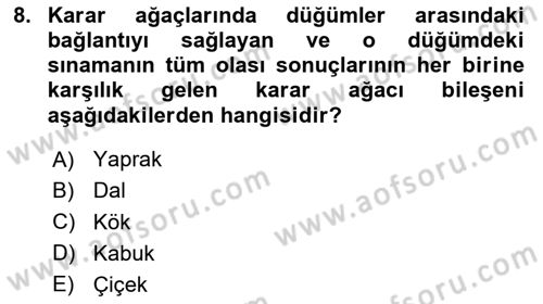 Veri Madenciliği Dersi 2025 - 2026 Yılı (Final) Dönem Sonu Sınav Soruları 8. Soru