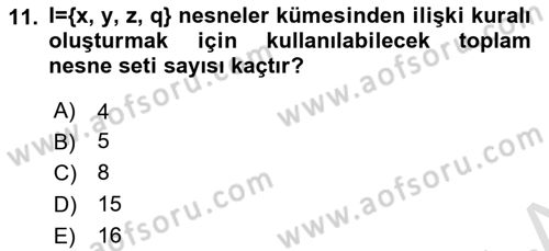 Veri Madenciliği Dersi 2025 - 2026 Yılı Yaz Okulu Sınav Soruları 11. Soru