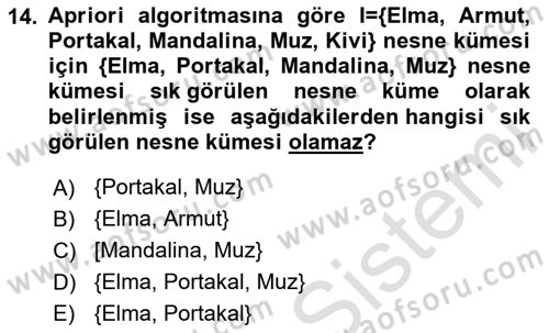 Veri Madenciliği Dersi 2025 - 2026 Yılı Yaz Okulu Sınav Soruları 14. Soru