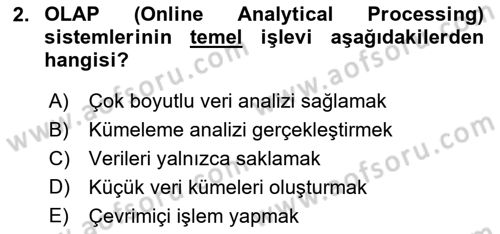 Veri Madenciliği Dersi 2025 - 2026 Yılı Yaz Okulu Sınav Soruları 2. Soru