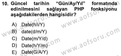 İnternet Ve Web Programlama Dersi 2018 - 2019 Yılı 3 Ders Sınav Soruları 10. Soru