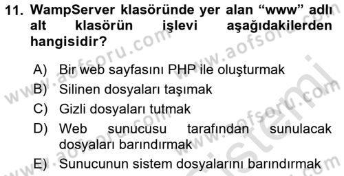 İnternet Ve Web Programlama Dersi 2018 - 2019 Yılı 3 Ders Sınav Soruları 11. Soru