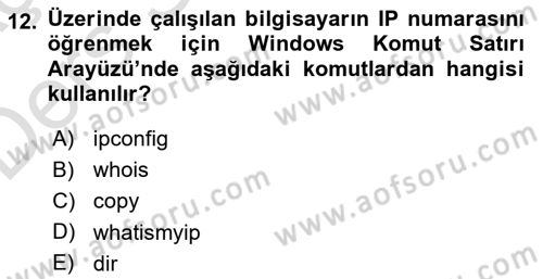 İnternet Ve Web Programlama Dersi 2018 - 2019 Yılı 3 Ders Sınav Soruları 12. Soru