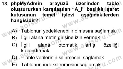 İnternet Ve Web Programlama Dersi 2018 - 2019 Yılı 3 Ders Sınav Soruları 13. Soru