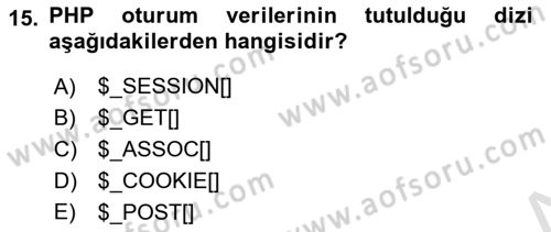 İnternet Ve Web Programlama Dersi 2018 - 2019 Yılı 3 Ders Sınav Soruları 15. Soru