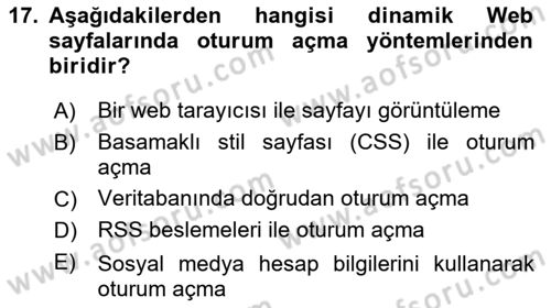 İnternet Ve Web Programlama Dersi 2018 - 2019 Yılı 3 Ders Sınav Soruları 17. Soru