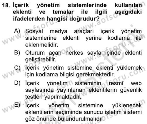 İnternet Ve Web Programlama Dersi 2018 - 2019 Yılı 3 Ders Sınav Soruları 18. Soru