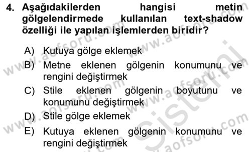 İnternet Ve Web Programlama Dersi 2018 - 2019 Yılı 3 Ders Sınav Soruları 4. Soru