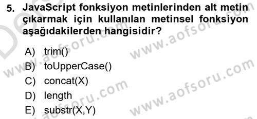 İnternet Ve Web Programlama Dersi 2018 - 2019 Yılı 3 Ders Sınav Soruları 5. Soru