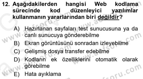 İnternet Ve Web Programlama Dersi 2018 - 2019 Yılı (Vize) Ara Sınav Soruları 12. Soru