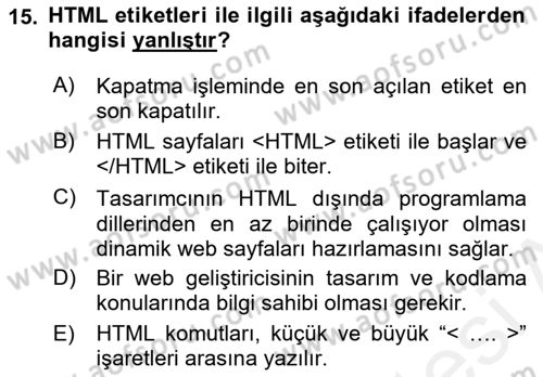 İnternet Ve Web Programlama Dersi 2018 - 2019 Yılı (Vize) Ara Sınav Soruları 15. Soru