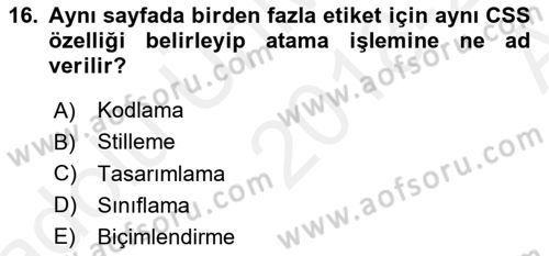 İnternet Ve Web Programlama Dersi 2018 - 2019 Yılı (Vize) Ara Sınav Soruları 16. Soru