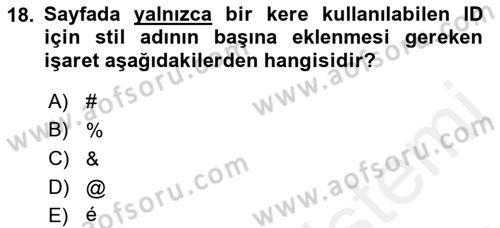 İnternet Ve Web Programlama Dersi 2018 - 2019 Yılı (Vize) Ara Sınav Soruları 18. Soru