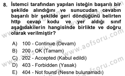 İnternet Ve Web Programlama Dersi 2018 - 2019 Yılı (Vize) Ara Sınav Soruları 8. Soru