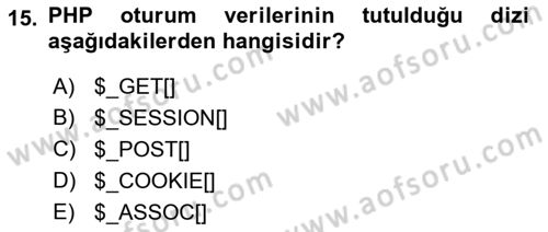 İnternet Ve Web Programlama Dersi 2018 - 2019 Yılı (Final) Dönem Sonu Sınav Soruları 15. Soru