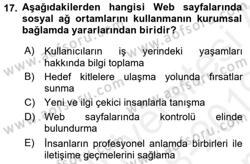 İnternet Ve Web Programlama Dersi 2018 - 2019 Yılı (Final) Dönem Sonu Sınav Soruları 17. Soru