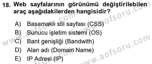 İnternet Ve Web Programlama Dersi 2018 - 2019 Yılı (Final) Dönem Sonu Sınav Soruları 18. Soru