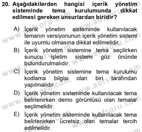 İnternet Ve Web Programlama Dersi 2018 - 2019 Yılı (Final) Dönem Sonu Sınav Soruları 20. Soru