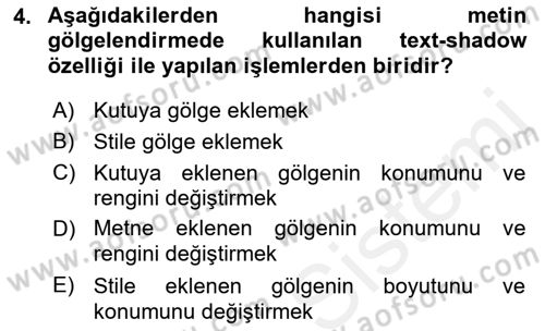 İnternet Ve Web Programlama Dersi 2018 - 2019 Yılı (Final) Dönem Sonu Sınav Soruları 4. Soru