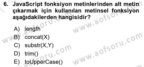 İnternet Ve Web Programlama Dersi 2018 - 2019 Yılı (Final) Dönem Sonu Sınav Soruları 6. Soru