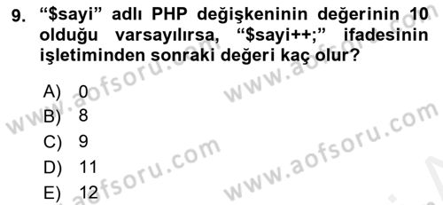 İnternet Ve Web Programlama Dersi 2018 - 2019 Yılı (Final) Dönem Sonu Sınav Soruları 9. Soru