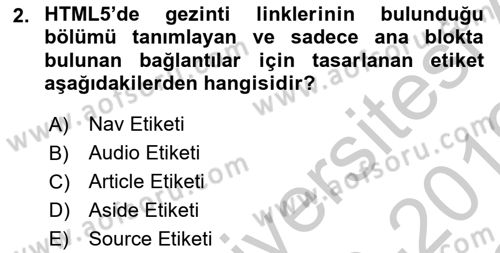 İnternet Ve Web Programlama Dersi 2018 - 2019 Yılı Yaz Okulu Sınav Soruları 2. Soru