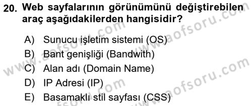 İnternet Ve Web Programlama Dersi 2018 - 2019 Yılı Yaz Okulu Sınav Soruları 20. Soru